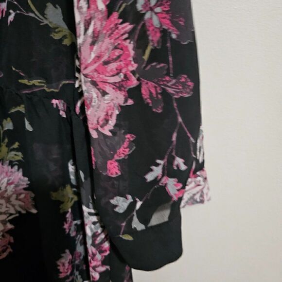 EUC MAURICES SHEER FLORAL BUTTON DOWN HIGH LOW DRESS LONGSLEEVES SZ M - Picture 12 of 16